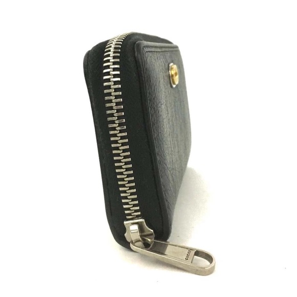 Authentic GUCCI Interlocking G Black Leather Zip Around Compact Wallet W/ Box - Picture 2 of 7